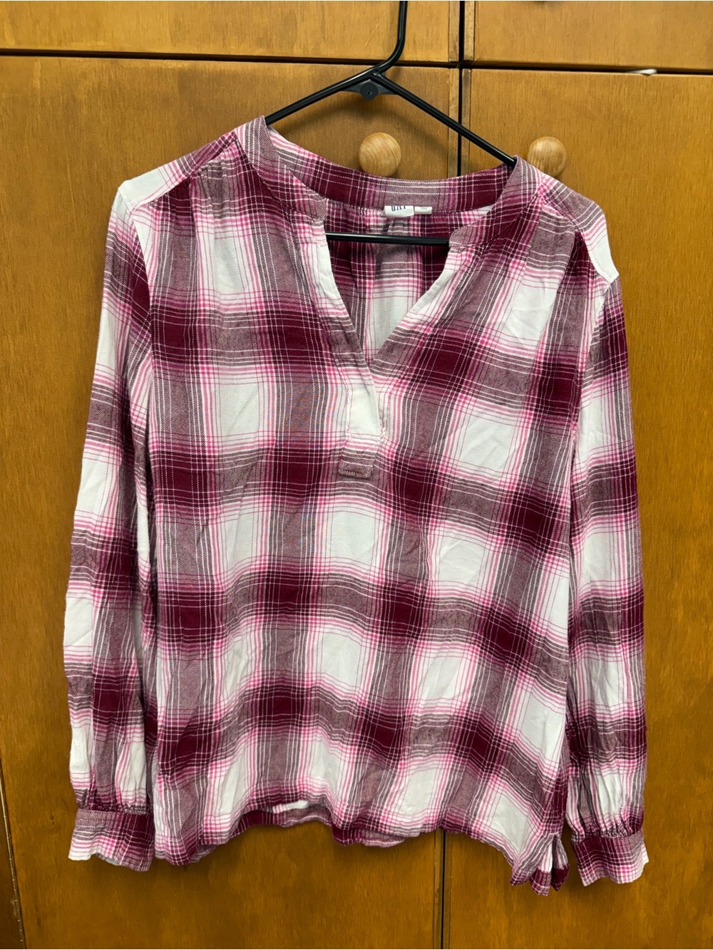 GAP Pink and White Plaid Tunic Top